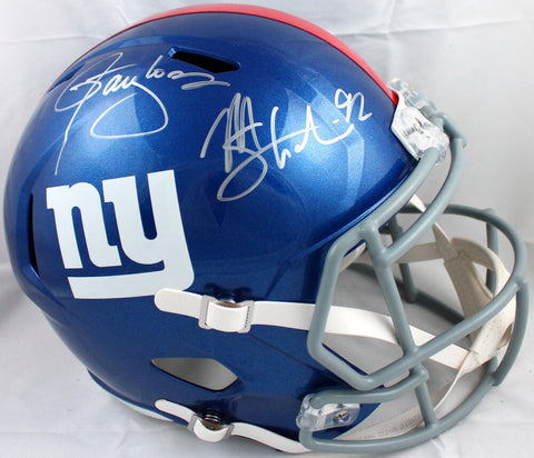 Michael Strahan Lawrence Taylor Signed Giants F/S Speed Helmet-Beckett W Holo