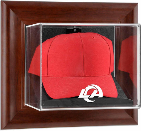 Los Angeles Rams Brown Framed Wall-Mountable Cap Team Logo Display Case
