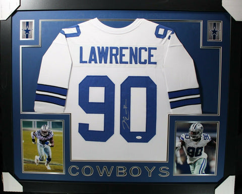 DEMARCUS LAWRENCE (Cowboys white SKYLINE) Signed Autographed Framed Jersey JSA