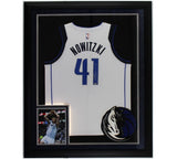Dirk Nowitzki Signed Dallas Mavericks LED Framed Nike Swingman White NBA Jersey