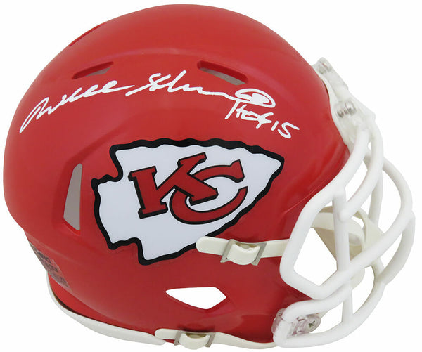 Will Shields Signed KC Chiefs Riddell Speed Mini Helmet w/HOF'15 -(SCHWARTZ COA)