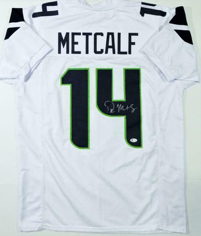 DK Metcalf Autographed White Pro Style Jersey - Beckett W *Silver *4