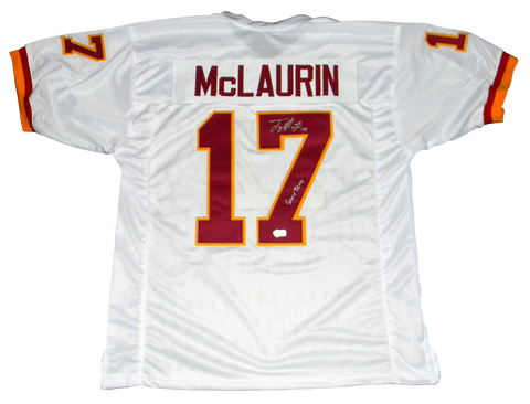 TERRY McLAURIN SIGNED WASHINGTON REDSKINS COMMANDERS WHITE JERSEY W/ SCARY TERRY