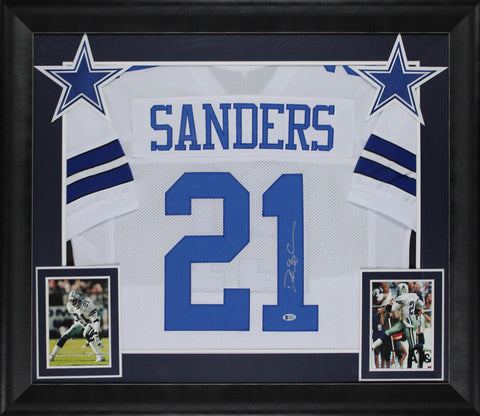 Deion Sanders Authentic Signed White Pro Style Framed Jersey BAS Witnessed