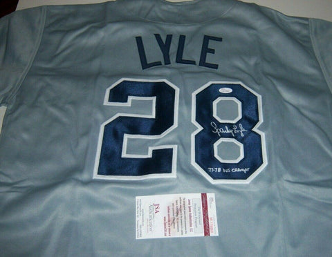 Sparky Lyle Signed New York Yankees Jersey Inscribed "77-78 WS Champs" (JSA COA)