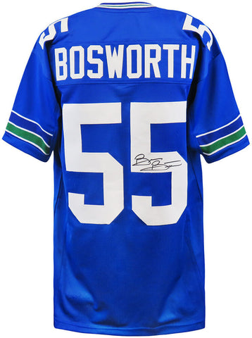 Brian Bosworth Signed Blue Throwback Custom Football Jersey - (SCHWARTZ COA)
