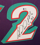 Karl Malone Signed Jazz 35" x 43" Custom Framed Jersey (Beckett) The Mailman !