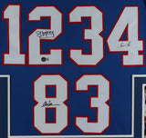 Jim Kelly, Thurman Thomas, & Andre Reed Signed 35x43 Framed Bills Dynasty Jersey