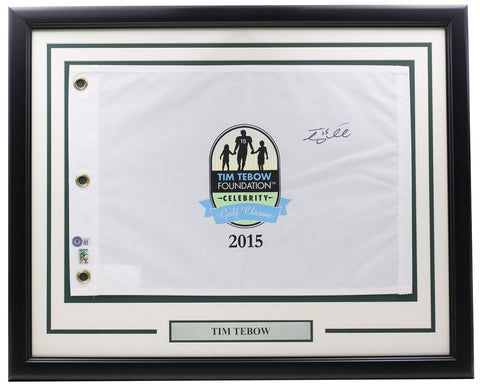 Tim Tebow Signed Framed Tebow Foundation Golf Classic Golf Flag BAS 487