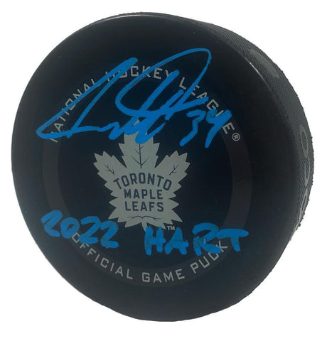 AUSTON MATTHEWS Autographed "2022 HART" Maple Leafs Official Puck FANATICS