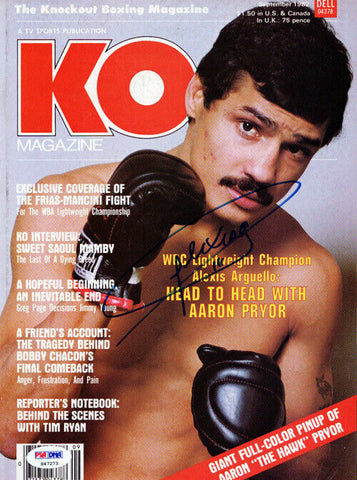 Alexis Arguello Autographed Signed KO Boxing Magazine Cover PSA/DNA #S47273