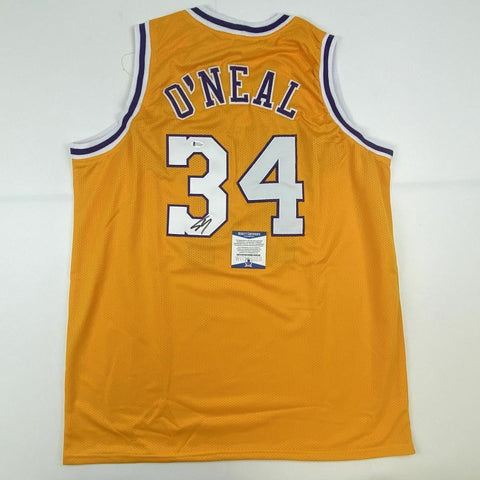 Autographed/Signed SHAQUILLE SHAQ O'NEAL Los Angeles Yellow Jersey BAS COA