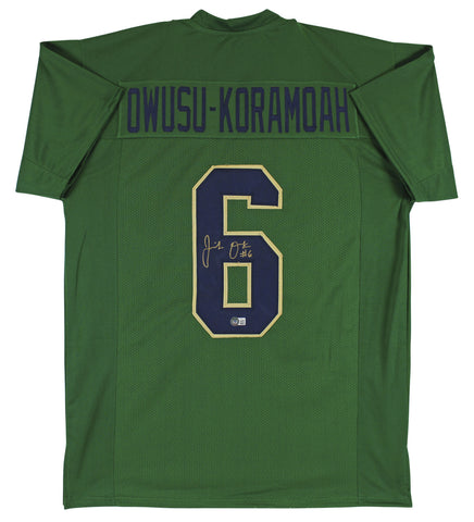 Notre Dame Jeremiah Owusu-Koramoah Signed Green Pro Style Jersey BAS Witnessed