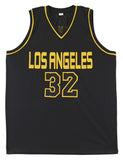 Magic Johnson Signed Black Pro Style Jersey Black Numbers Gold Trim BAS Witness