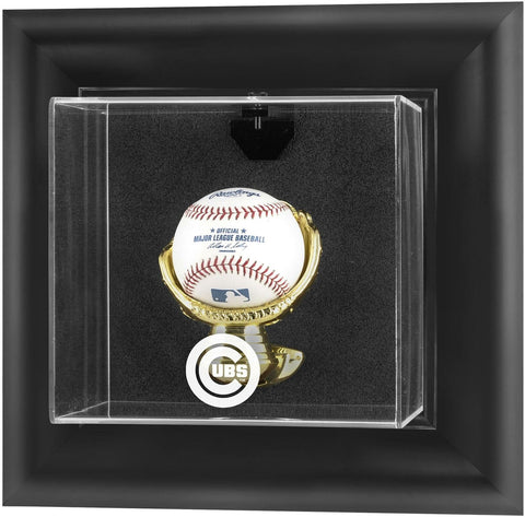 Chicago Cubs Black Framed Wall-Mounted Logo Baseball Display Case - Fanatics