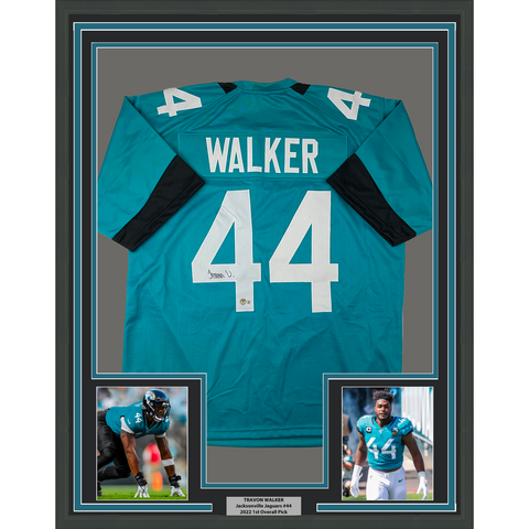 Framed Autographed/Signed Travon Walker 33x42 Jacksonville Teal Jersey BAS COA