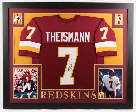 Joe Theismann Signed Washington Redskins 35x43 Framed Jersey Inscrbed 83 MVP JSA