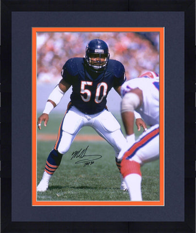 FRMD Mike Singletary Bears Signed 16x20 Navy Vertical Photo with "HOF 98" Insc