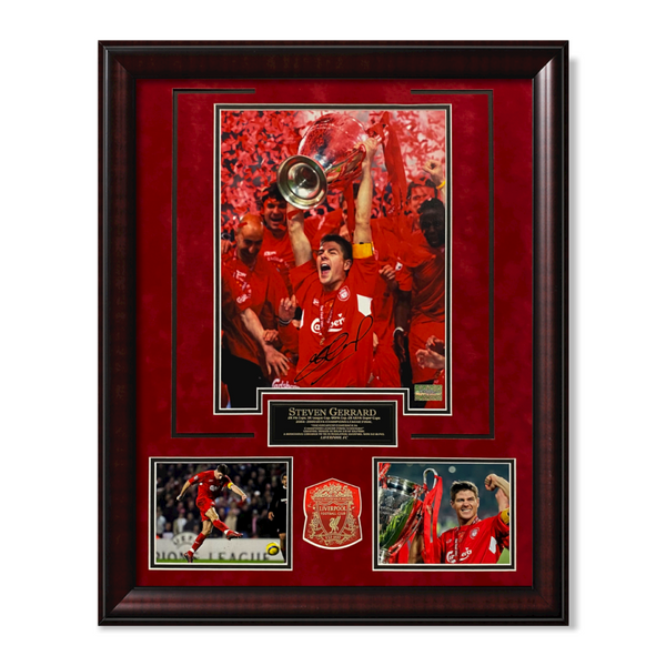 Steven Gerrard Signed Autographed Photograph Collage Framed to 20x26 Icons COA