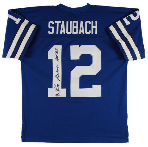 Cowboys Roger Staubach "HOF '85" Signed Blue TB Mitchell & Ness Jersey BAS Wit
