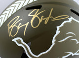 Barry Sanders Signed Lions Salute to Service Speed Authentic Helmet-BeckettWHolo