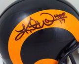 Kurt Warner Signed St. Louis Rams 81-99 TB Mini Helmet W/ HOF- Beckett W *Black