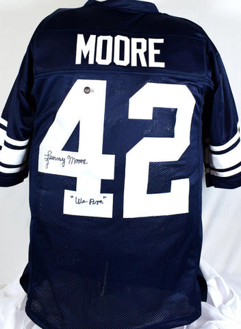 Lenny Moore Autographed Navy Blue College Style Jersey w/We Are- Beckett W Holo