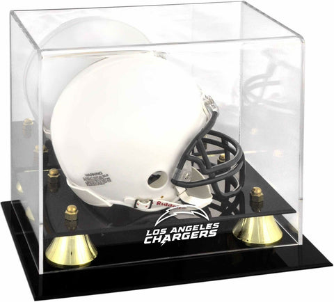 Los Angeles Chargers Golden Classic Team Logo Mini Helmet Display Case