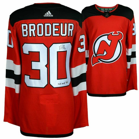 MARTIN BRODEUR Autographed "HOF 18" New Jersey Devils Authentic Jersey FANATICS