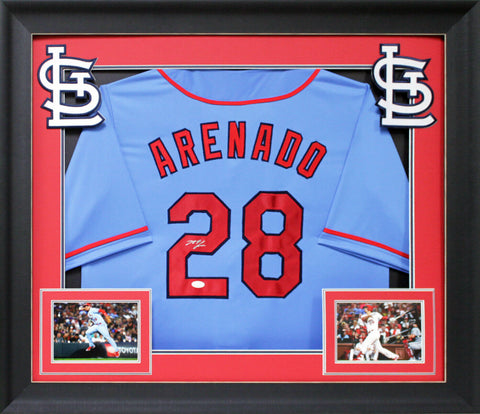 Nolan Arenado Authentic Signed Blue Pro Style Framed Jersey w/ Red #s JSA
