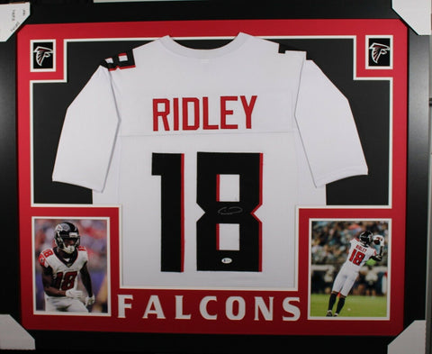 CALVIN RIDLEY (Falcons white SKYLINE) Signed Autographed Framed Jersey Beckett