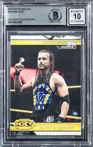 Adam Cole Signed 2019 Topps WWE NXT #9 Card Auto Graded Gem Mint 10! BAS Slabbed