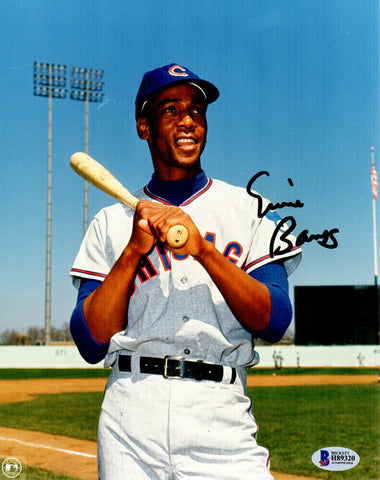 Ernie Banks Signed Chicago Cubs Holding Bat Pose 8x10 Photo - BECKETT