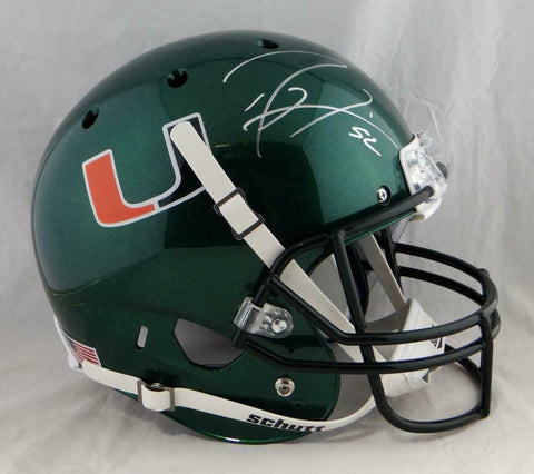 Ray Lewis Autographed Miami Hurricanes Green Schutt F/S Helmet - JSA Auth *Sil