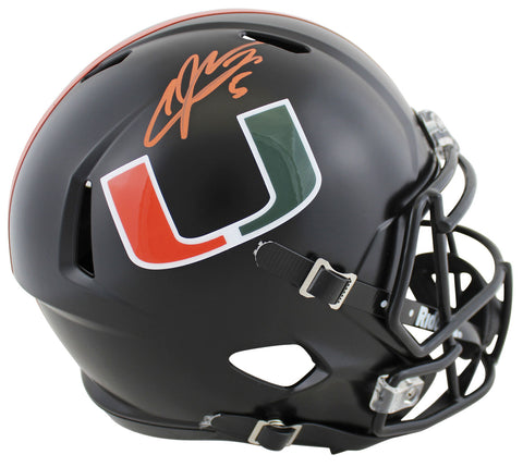 Miami Andre Johnson Signed 2017 Alt Black Full Size Speed Rep Helmet JSA Wit