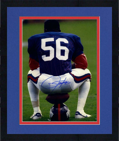 Framed Lawrence Taylor New York Giants Signed Sitting On Helmet 16x20 Photograph