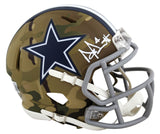 Cowboys Dak Prescott Authentic Signed Camo Speed Mini Helmet BAS Witnessed