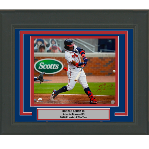 Framed Autographed/Signed Ronald Acuna Jr. Atlanta Braves 16x20 Photo JSA COA #2