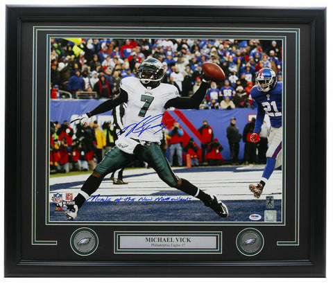 Michael Vick Signed Framed 16x20 Photo Miracle at Meadowlands PSA/DNA