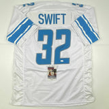 Autographed/Signed D'ANDRE SWIFT Detroit White Football Jersey JSA COA Auto