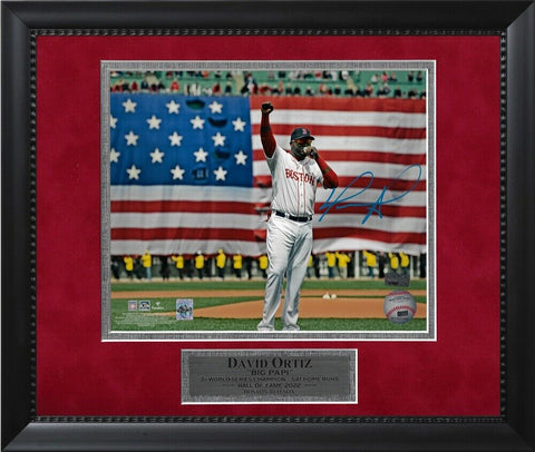 David Ortiz Signed Autographed 8x10 Photo Framed to 11x14 NEP & Player Holo