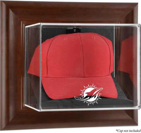 Dolphins Brown Framed Wall-Mountable Cap Case - Fanatics