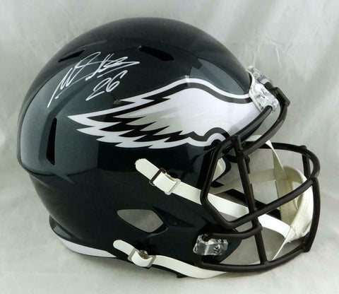 Miles Sanders Autographed Eagles Full Size Speed Helmet - JSA W Auth *White
