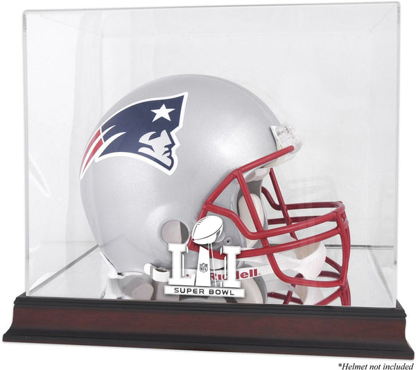 Super Bowl 51 Mahogany Helmet Logo Display Case