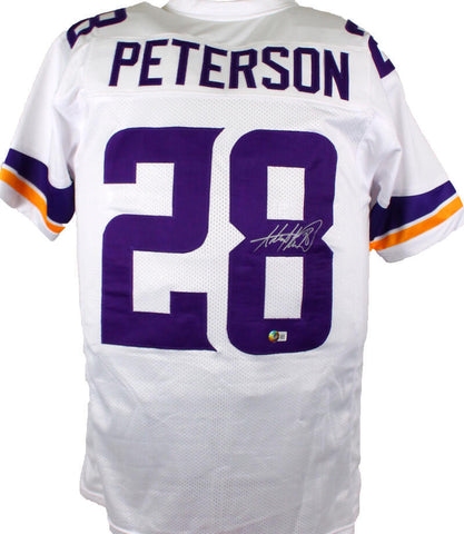 Adrian Peterson Autographed White Pro Style Jersey- Beckett W Hologram *8