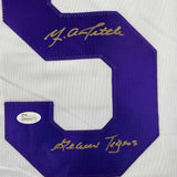 Autographed/Signed YA Y.A. Tittle Geaux Tigers LSU White College Jersey JSA COA