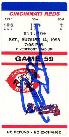 Deion Sanders Autographed Atlanta Braves 8/14/1993 vs Reds Ticket BAS 37183