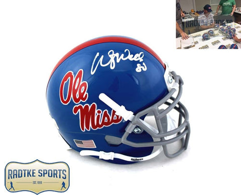 Wesley Walls Autographed/Signed Ole Miss Rebels Schutt NCAA Mini Helmet