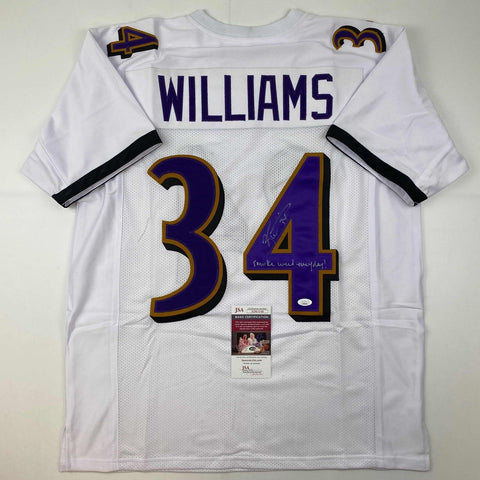 Autographed/Signed Ricky Williams Smoke Weed Inscribed Baltimore Jersey JSA COA