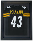 Troy Polamalu Signed Framed 36x42 Custom Black Football Jersey JSA ITP